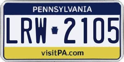 PA license plate LRW2105