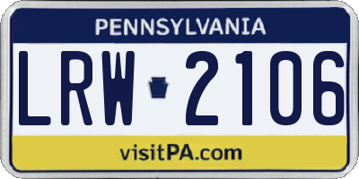 PA license plate LRW2106