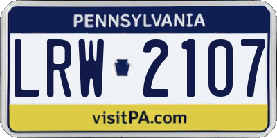 PA license plate LRW2107