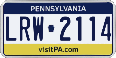 PA license plate LRW2114