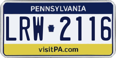 PA license plate LRW2116