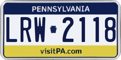 PA license plate LRW2118