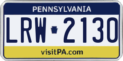 PA license plate LRW2130
