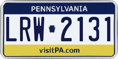 PA license plate LRW2131