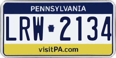 PA license plate LRW2134