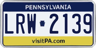 PA license plate LRW2139