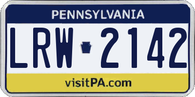 PA license plate LRW2142