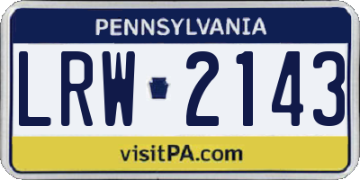 PA license plate LRW2143