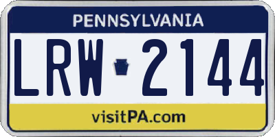 PA license plate LRW2144