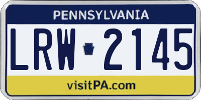 PA license plate LRW2145