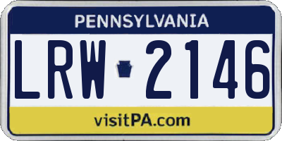 PA license plate LRW2146