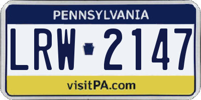 PA license plate LRW2147