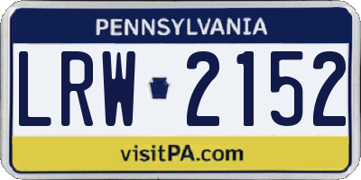 PA license plate LRW2152