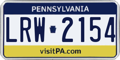 PA license plate LRW2154
