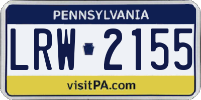 PA license plate LRW2155