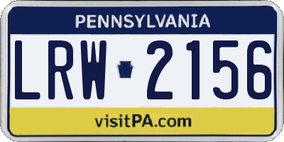 PA license plate LRW2156