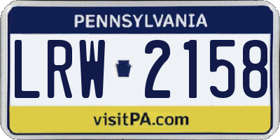 PA license plate LRW2158