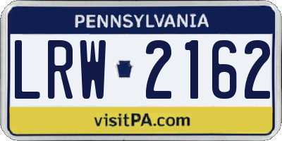PA license plate LRW2162