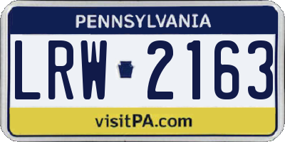 PA license plate LRW2163