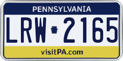 PA license plate LRW2165