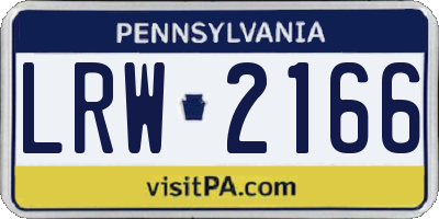 PA license plate LRW2166