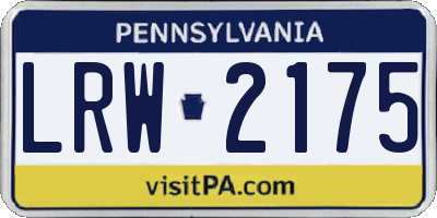 PA license plate LRW2175