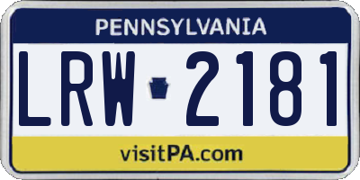 PA license plate LRW2181