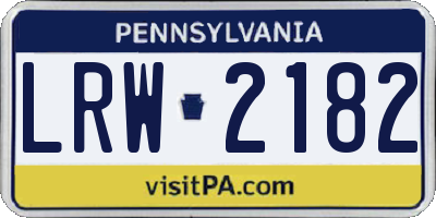 PA license plate LRW2182