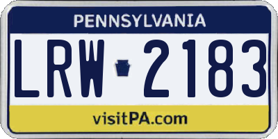 PA license plate LRW2183