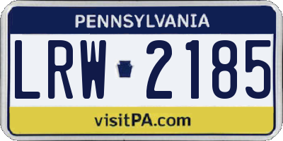 PA license plate LRW2185