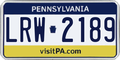 PA license plate LRW2189