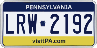 PA license plate LRW2192