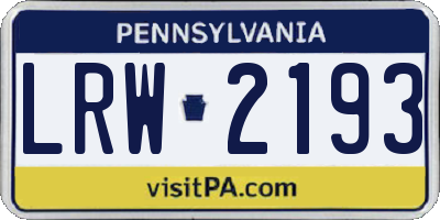 PA license plate LRW2193