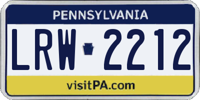 PA license plate LRW2212