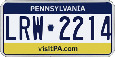 PA license plate LRW2214