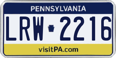 PA license plate LRW2216