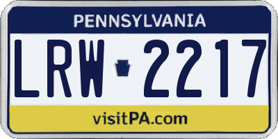 PA license plate LRW2217