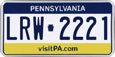 PA license plate LRW2221