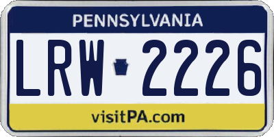 PA license plate LRW2226