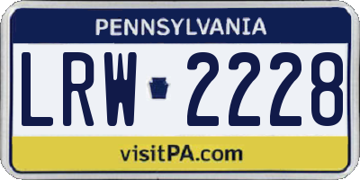 PA license plate LRW2228