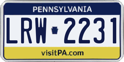 PA license plate LRW2231