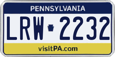 PA license plate LRW2232