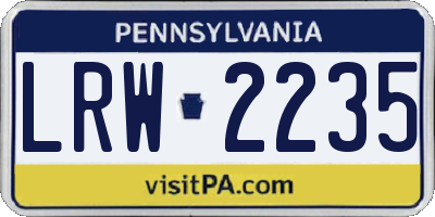 PA license plate LRW2235