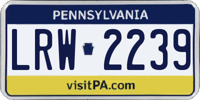 PA license plate LRW2239