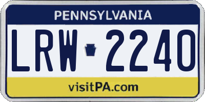 PA license plate LRW2240