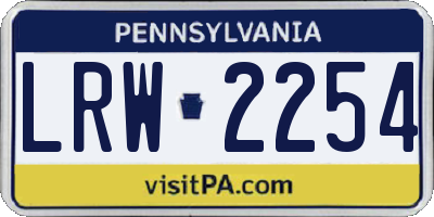 PA license plate LRW2254
