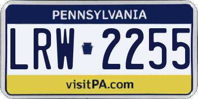PA license plate LRW2255