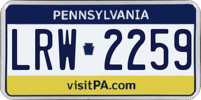 PA license plate LRW2259