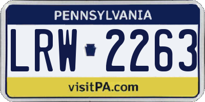 PA license plate LRW2263