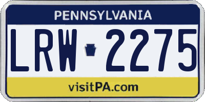 PA license plate LRW2275